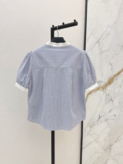 Pra* 25ss embroidered crop shirt