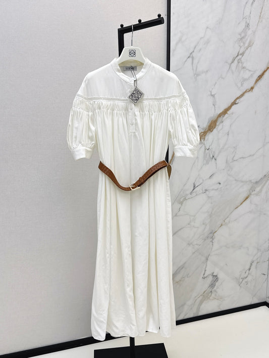 Loe* 25ss hollow patch belted dress