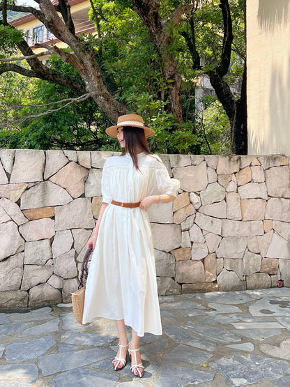 Loe* 25ss hollow patch belted dress