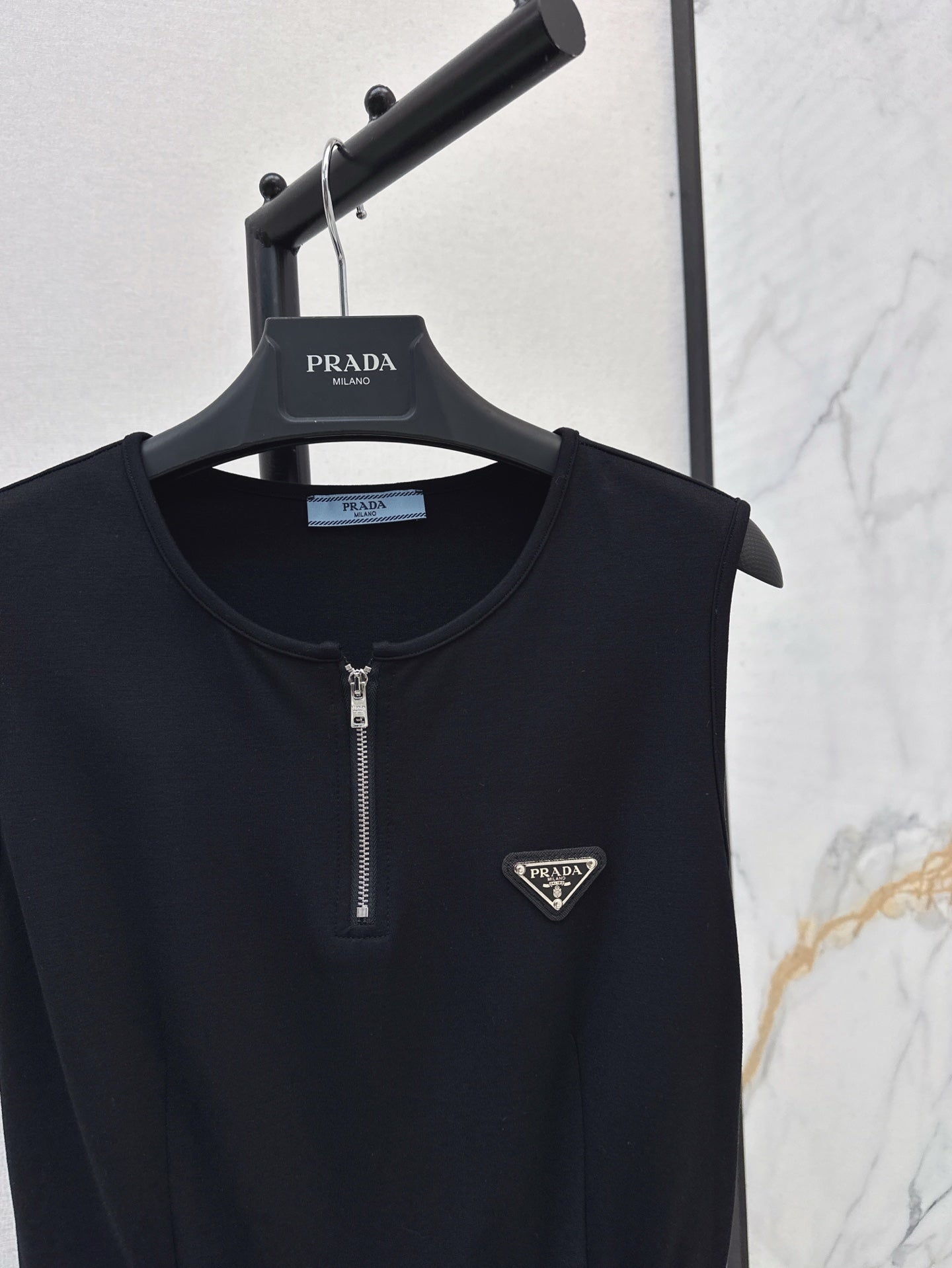 Pra* 25ss half-zip panel nylon dress