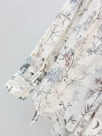D*r 25ss long printed cotton muslin blouse