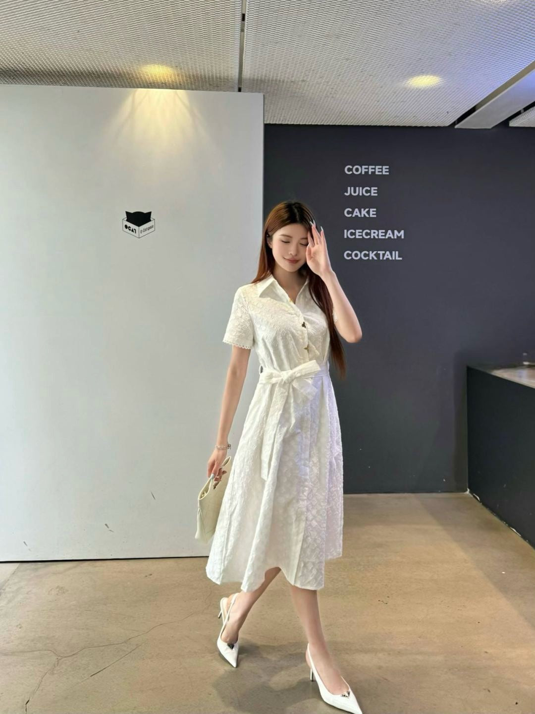 Loui* 25ss monogram jacquard belted dress