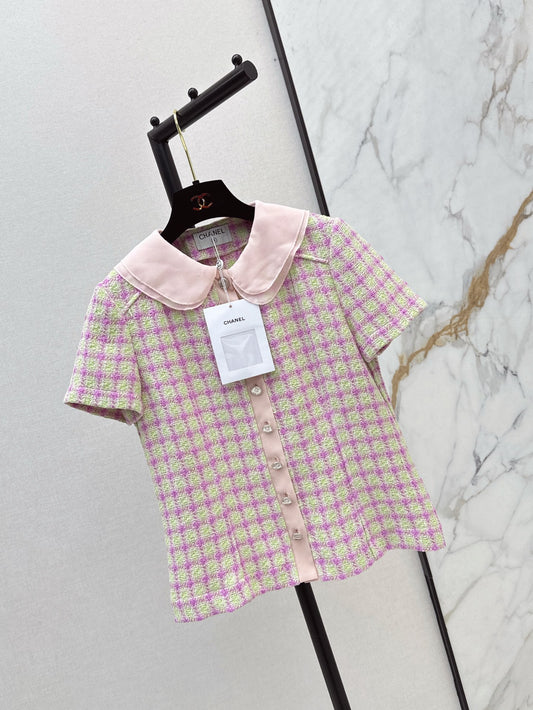 C*nel 25ss cotton tweed short-sleeve jacket