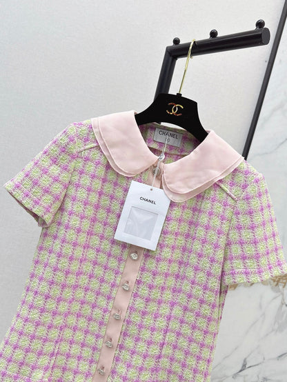 C*nel 25ss cotton tweed short-sleeve jacket