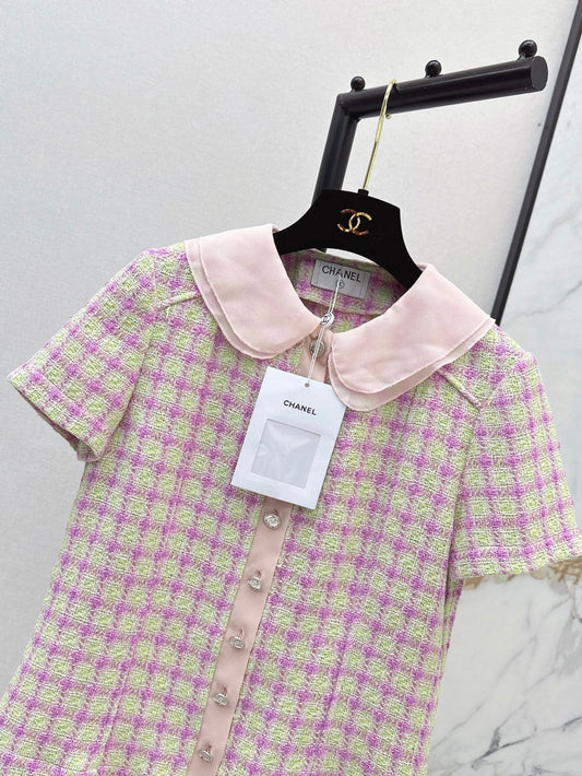 C*nel 25ss cotton tweed short-sleeve jacket