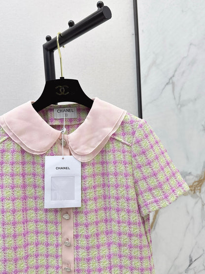 C*nel 25ss cotton tweed short-sleeve jacket