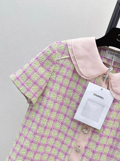 C*nel 25ss cotton tweed short-sleeve jacket