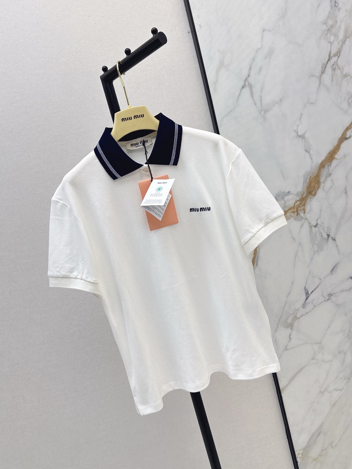 M*u 25ss logo embroidered polo shirt