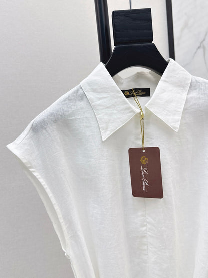 Lor*P 25ss linen tied belt shirt dress