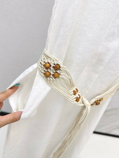 Lor*P 25ss linen tied belt shirt dress