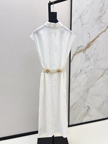Lor*P 25ss linen tied belt shirt dress