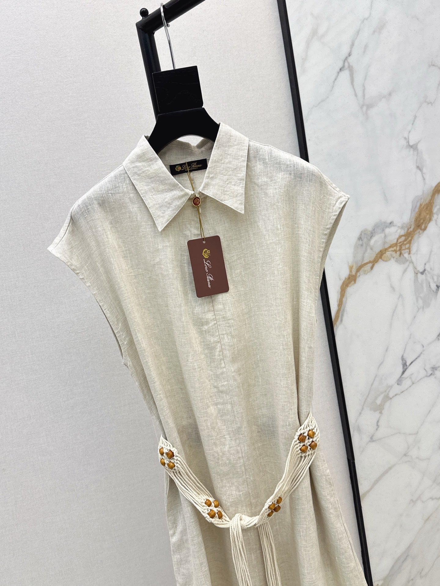Lor*P 25ss linen tied belt shirt dress