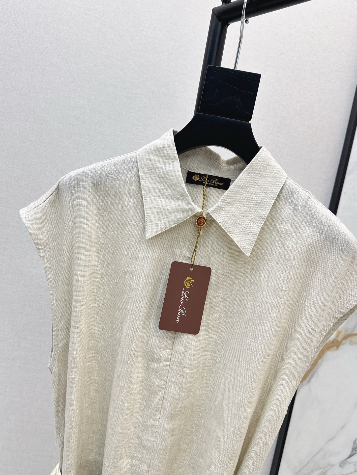 Lor*P 25ss linen tied belt shirt dress