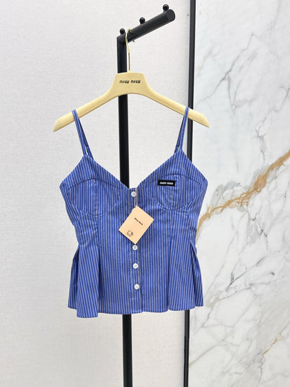 M*u 25ss ruffled striped camisole