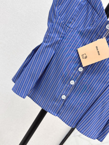 M*u 25ss ruffled striped camisole