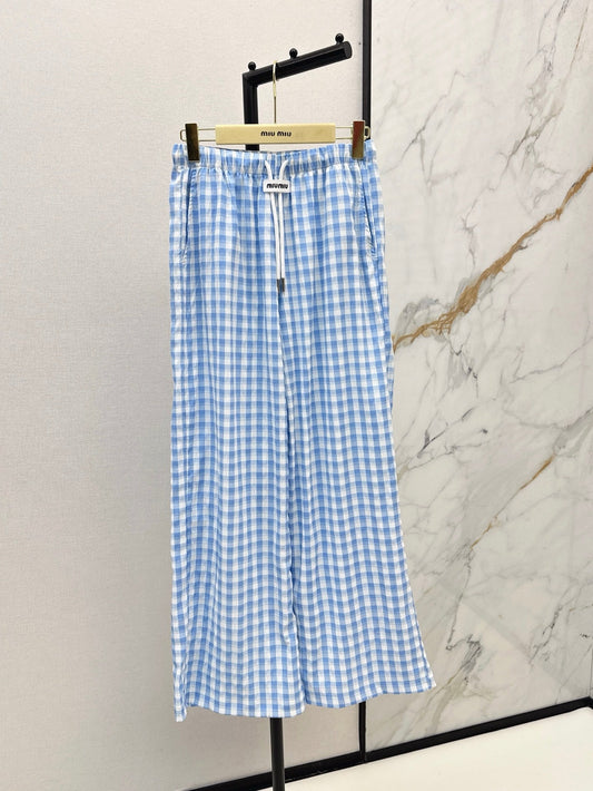M*u 25ss check drawstring pants