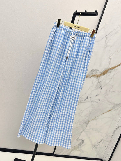 M*u 25ss check drawstring pants