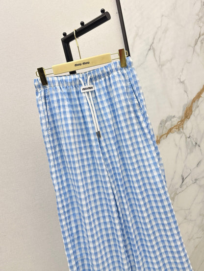 M*u 25ss check drawstring pants