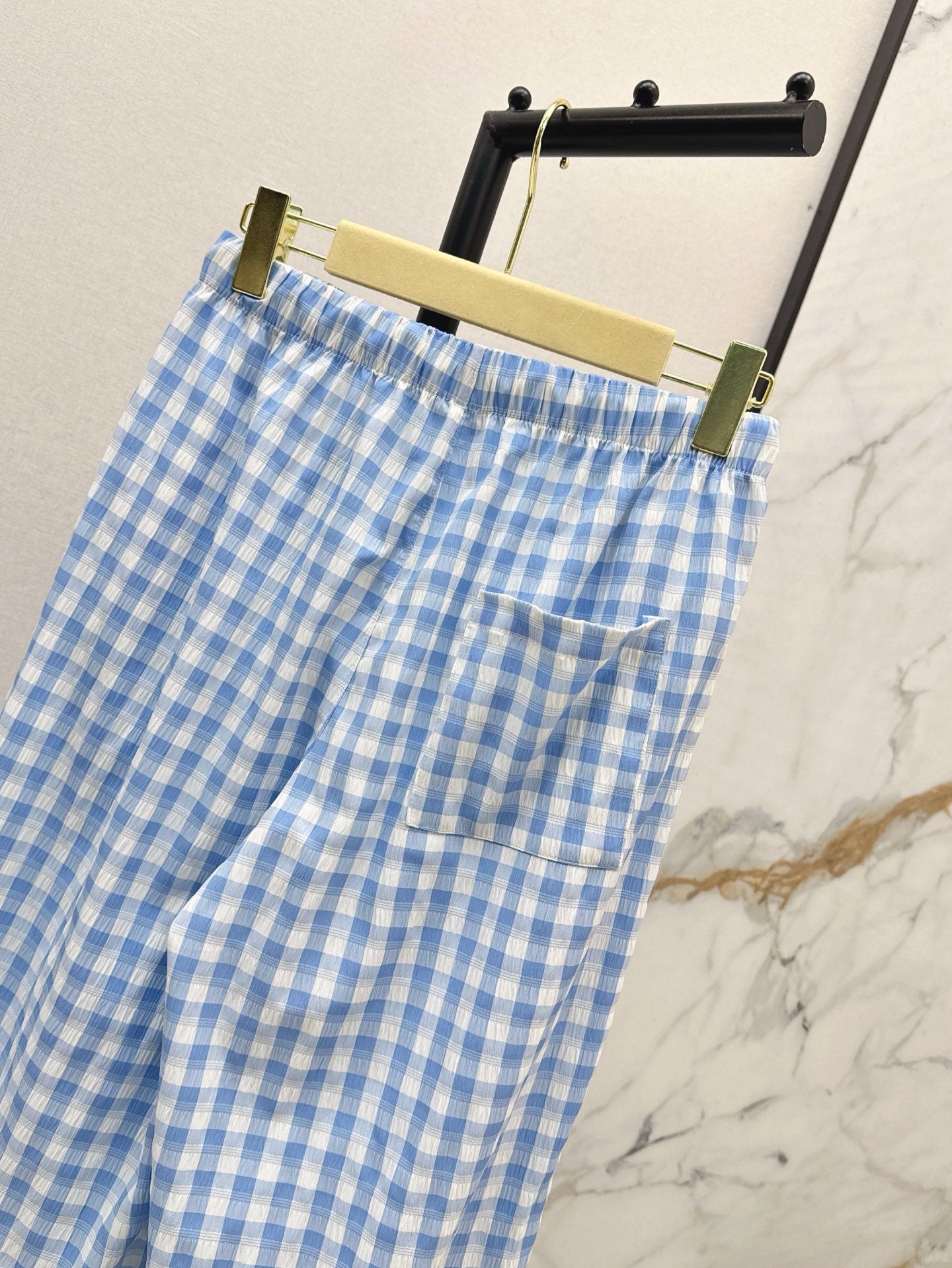 M*u 25ss check drawstring pants
