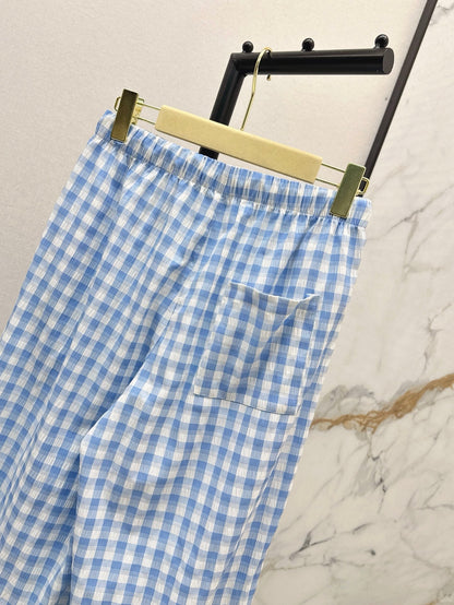 M*u 25ss check drawstring pants