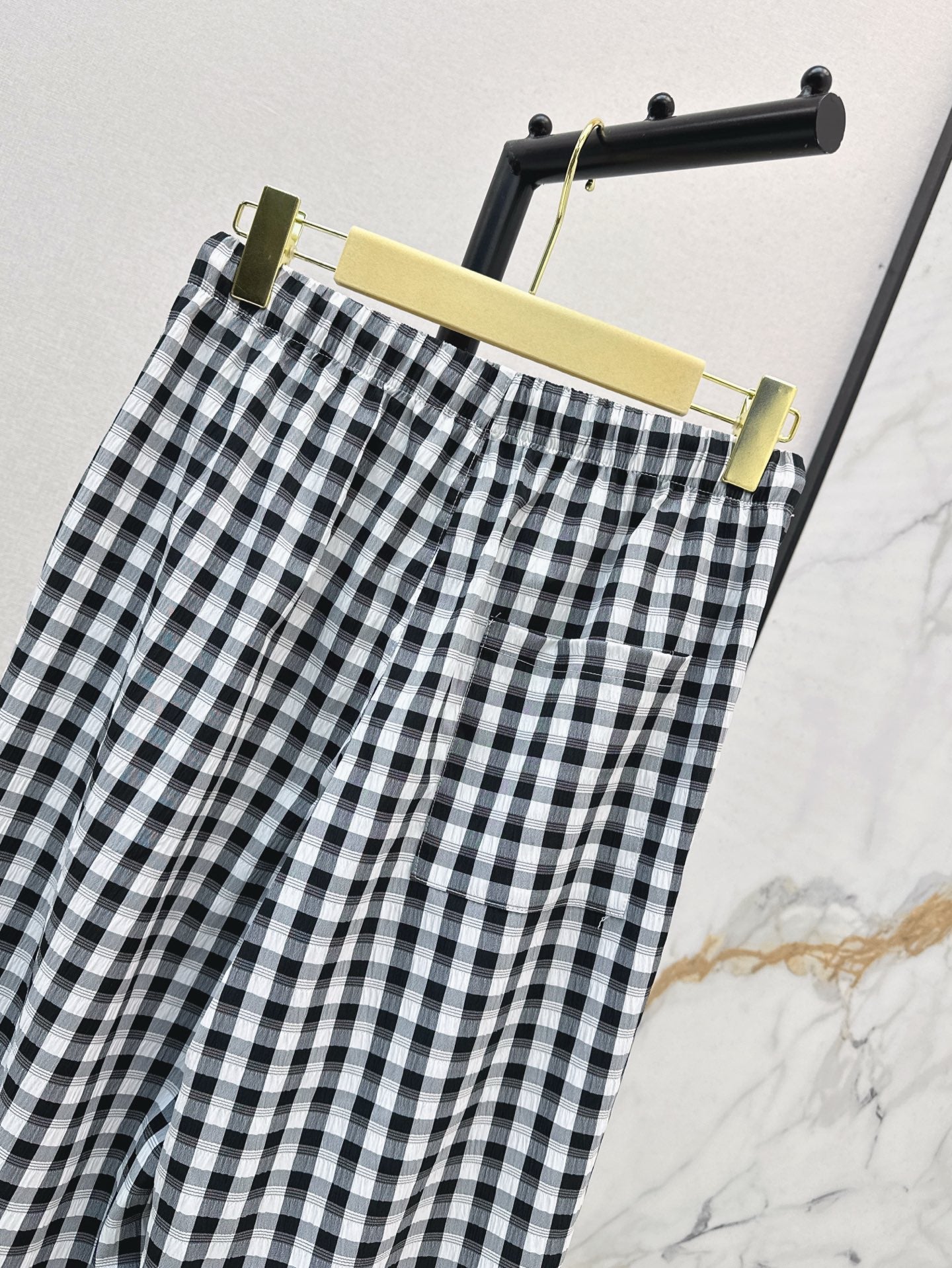 M*u 25ss check drawstring pants