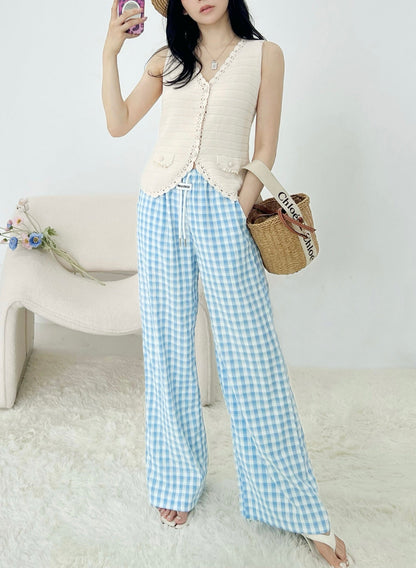 M*u 25ss check drawstring pants