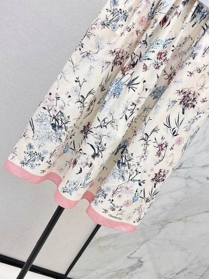D*r 25ss print flared mid-length skirt