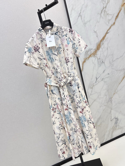 D*r 25ss printed twill belted dress