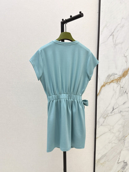 Gu* 25ss tied belt embossed minidress