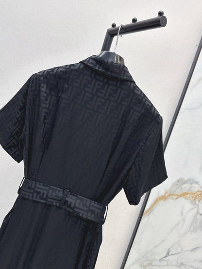 Fd* 25ss FF printed tied belt shirt dress