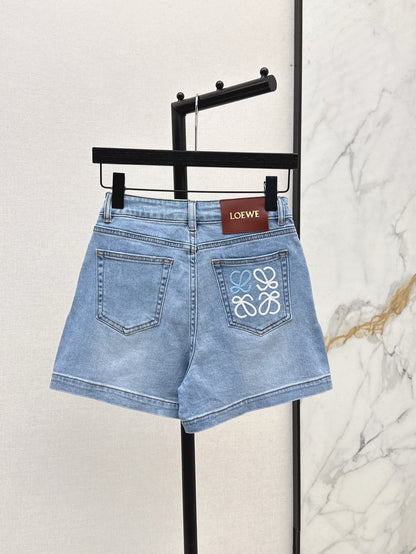 Loe* 25ss anagram embroidered denim shorts