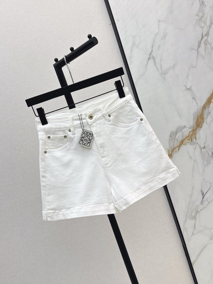 Loe* 25ss anagram embroidered denim shorts