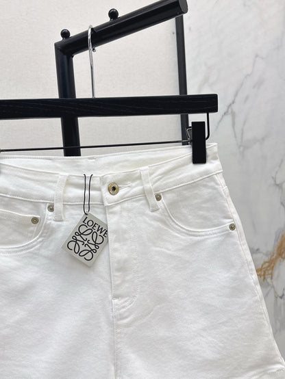 Loe* 25ss anagram embroidered denim shorts
