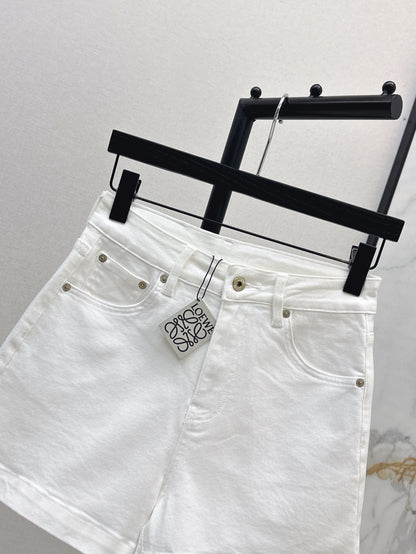 Loe* 25ss anagram embroidered denim shorts