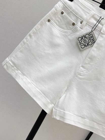 Loe* 25ss anagram embroidered denim shorts