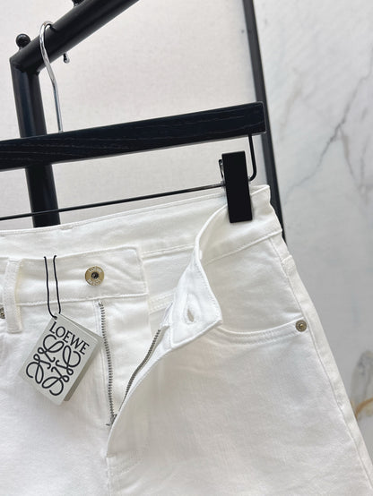Loe* 25ss anagram embroidered denim shorts