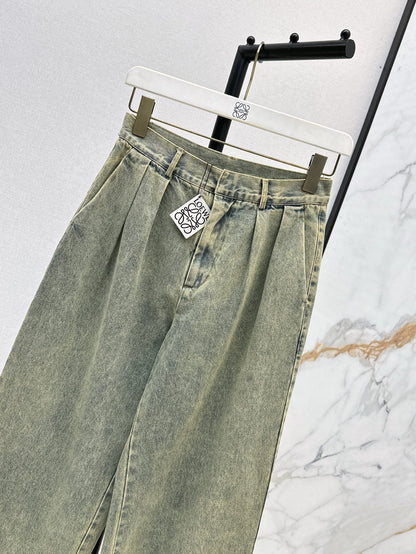Loe* 25ss pleated front denim pants