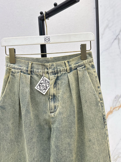 Loe* 25ss pleated front denim pants