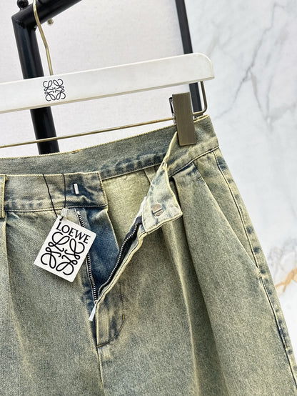Loe* 25ss pleated front denim pants