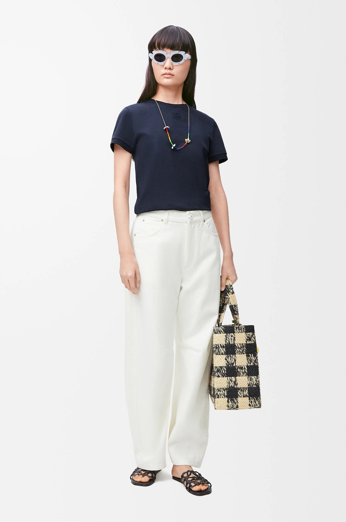 Loe* 25ss lace back cotton t-shirt