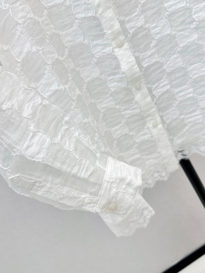 Gu* 25ss GG jacquard lace trim  shirt