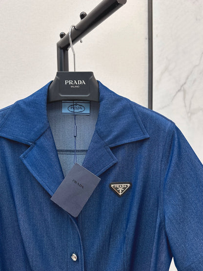 Pra* 25ss mid-length belted denim dress
