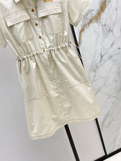 M*u 25ss embroidered cargo waist dress