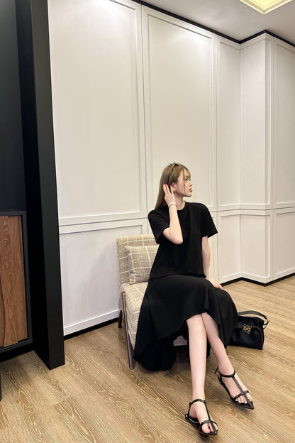 Loe* 25ss embroidered irregular hem dress