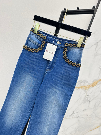 Valen* 25ss 3D beaded straight jeans