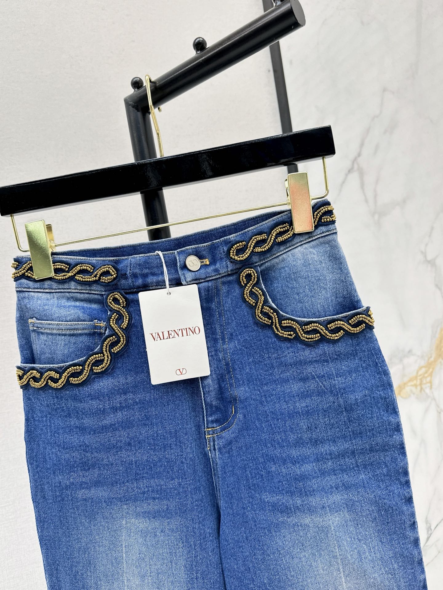 Valen* 25ss 3D beaded straight jeans