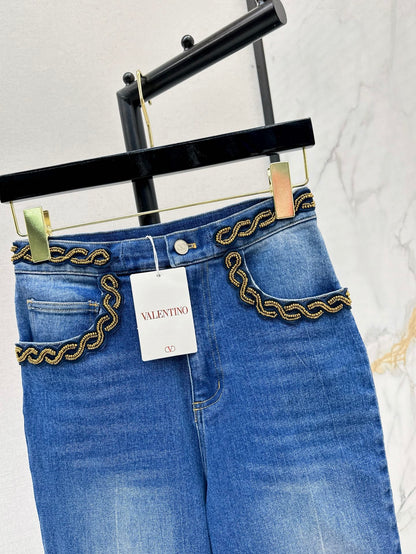 Valen* 25ss 3D beaded straight jeans