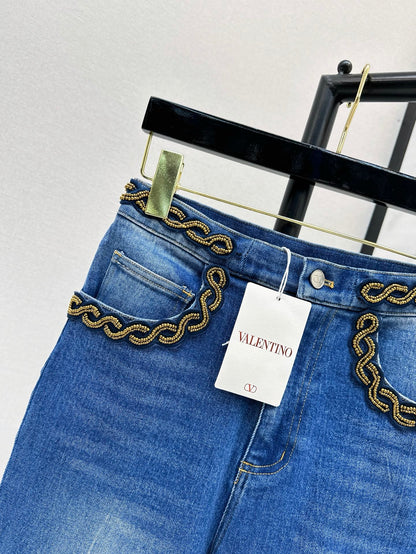 Valen* 25ss 3D beaded straight jeans
