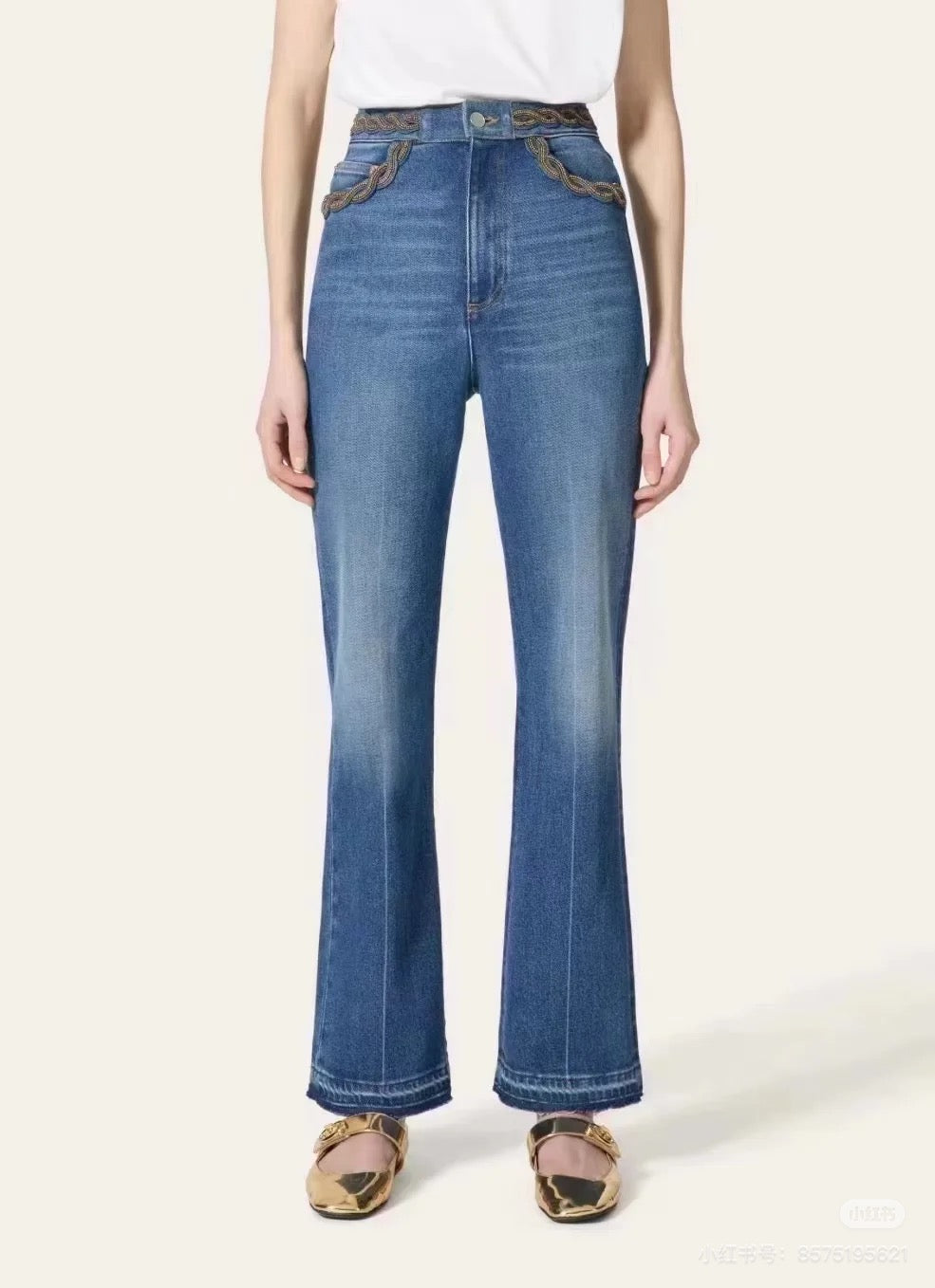 Valen* 25ss 3D beaded straight jeans