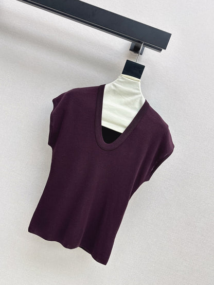 MaxM* 25ss U-neck knitted top
